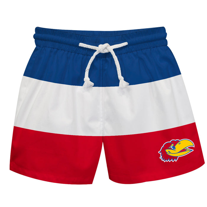 Kansas Jayhawks Vive La Fete Blue Stripes Swimtrunks V1