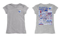 Kansas Jayhawks Hand Sketched Vive La Fete Impressions Artwork Grey Girls Cotton Short Sleeve Tee - Vive La Fête - Online Apparel Store