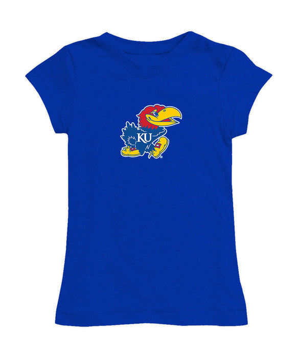 Kansas Jayhawks Girl´s Fitted Cotton T-shirt Royal