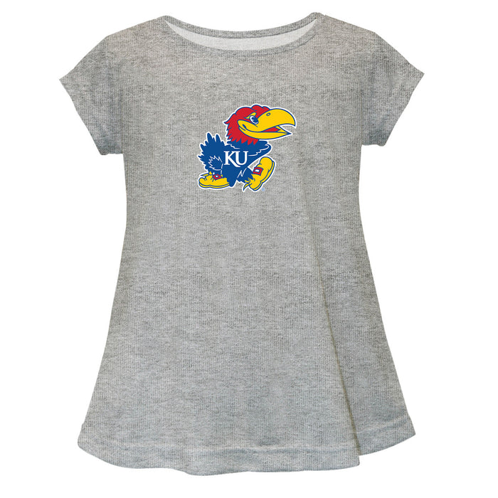 Kansas Jayhawks Short Sleeve Youth Cotton Top Grey