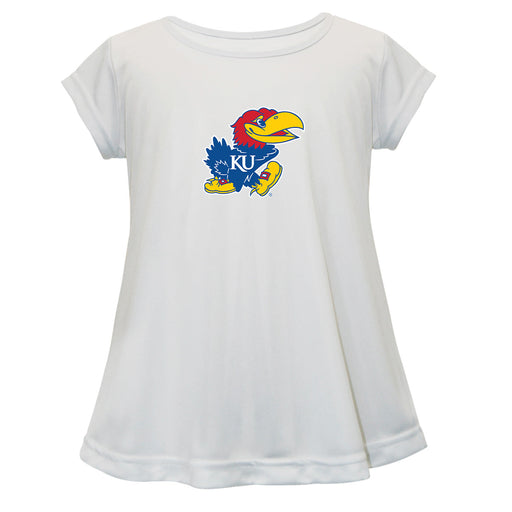 Kansas Jayhawks Short Sleeve Youth Cotton Top White