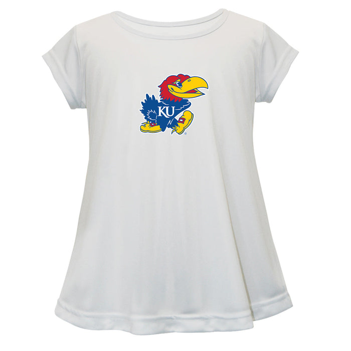 Kansas Jayhawks Short Sleeve Youth Cotton Top White