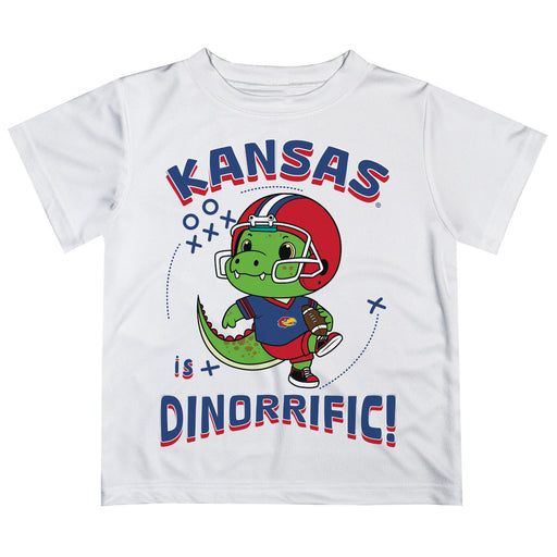 Kansas Jayhawks Vive La Fete Dinorrific Boys Game Day White Short Sleeve Tee