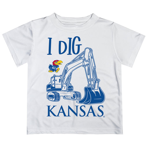 Kansas Jayhawks Vive La Fete Excavator Boys Game Day White Short Sleeve Tee
