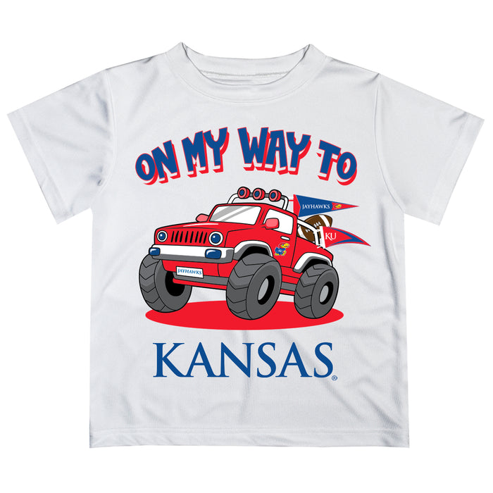 Kansas Jayhawks Vive La Fete Monster Truck Boys Game Day White Short Sleeve Tee