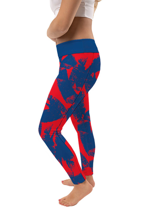 Kansas Jayhawks Vive La Fete Paint Brush Logo on Waist Women Blue Yoga Leggings - Vive La Fête - Online Apparel Store