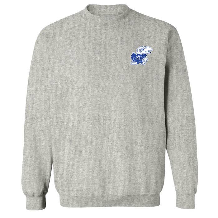 Kansas Jayhawks Hand Sketched Vive La Fete Impressions Artwork Gray Crew Neck Sweatshirt for Women