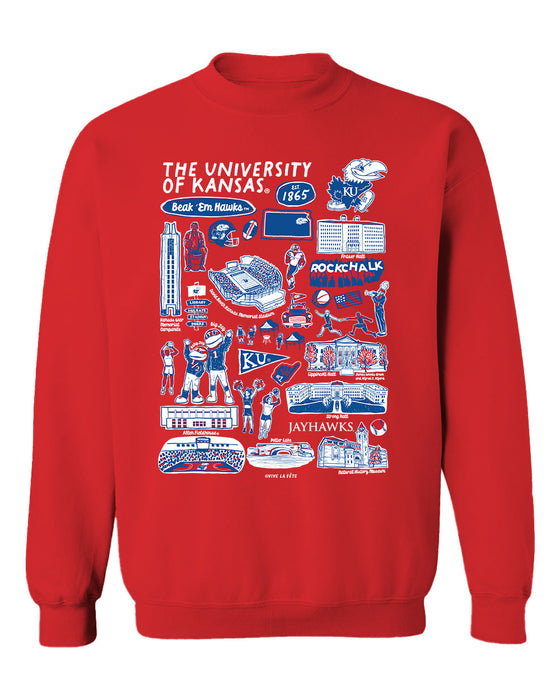 Kansas Jayhawks Vive La Fete Impressions Red Cotton Crewneck Sweatshirt for Women