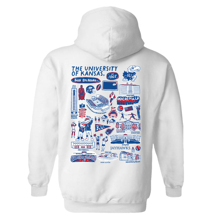 Kansas Jayhawks Hand Sketched Artwork Cotton Fleece Women Hoodie - Vive La Fête - Online Apparel Store