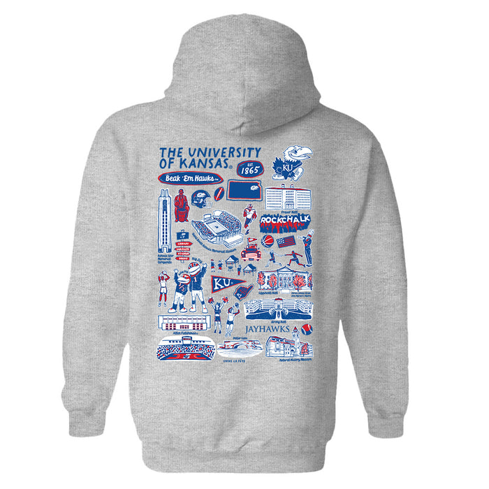 Kansas Jayhawks Hand Sketched Artwork Cotton Fleece Women Hoodie - Vive La Fête - Online Apparel Store