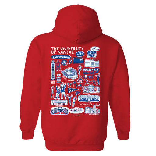 Kansas Jayhawks Hand Sketched Artwork Cotton Fleece Women Hoodie - Vive La Fête - Online Apparel Store