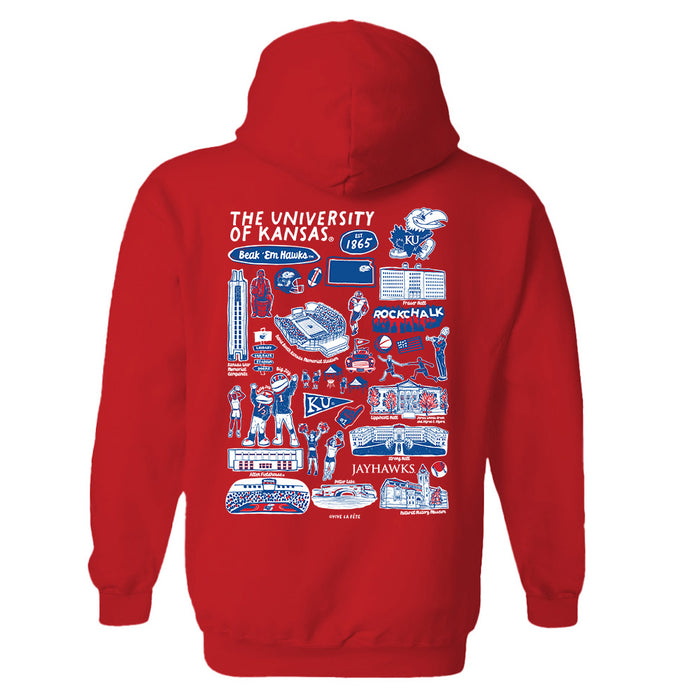 Kansas Jayhawks Hand Sketched Artwork Cotton Fleece Women Hoodie - Vive La Fête - Online Apparel Store