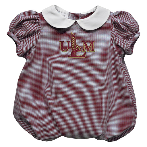 University of Louisiana Monroe Warhawks ULM Embroidered Maroon Girls Baby Bubble Short Sleeve