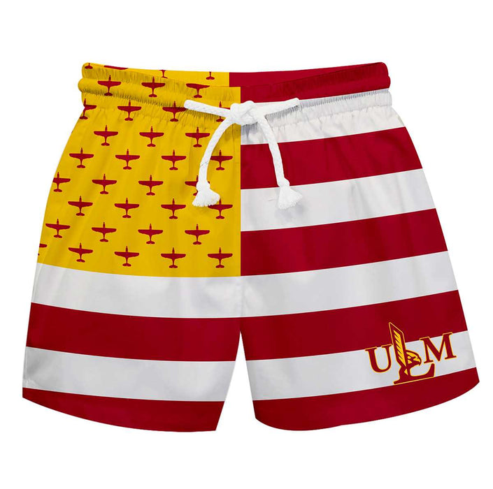 Louisiana Monroe Warhawks ULM Vive La Fete Game Day Maroon White Gold Flag Swimtrunks V1
