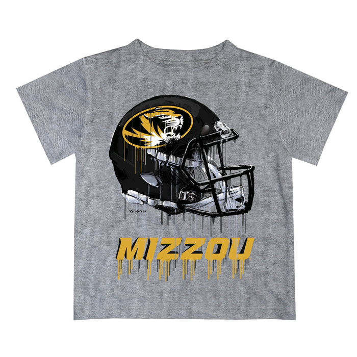 Missouri Tigers MU Original Dripping Football Helmet Heather Gray T-Shirt by Vive La Fete
