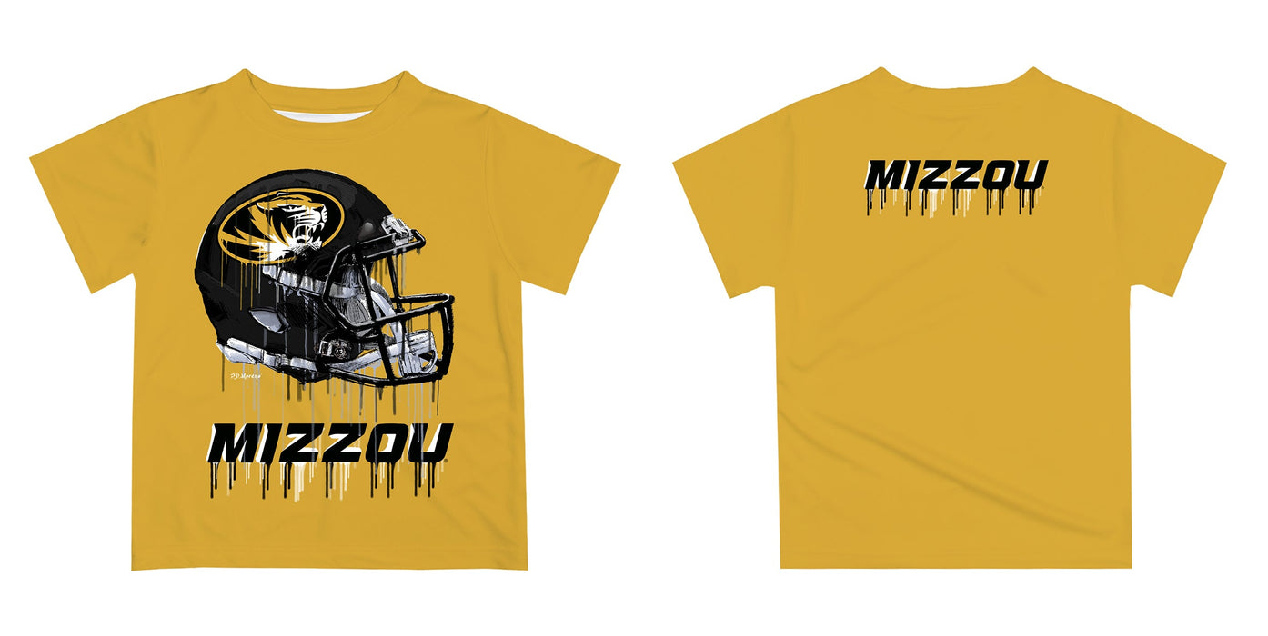Missouri Tigers MU Original Dripping Football Helmet Gold T-Shirt by Vive La Fete - Vive La Fête - Online Apparel Store