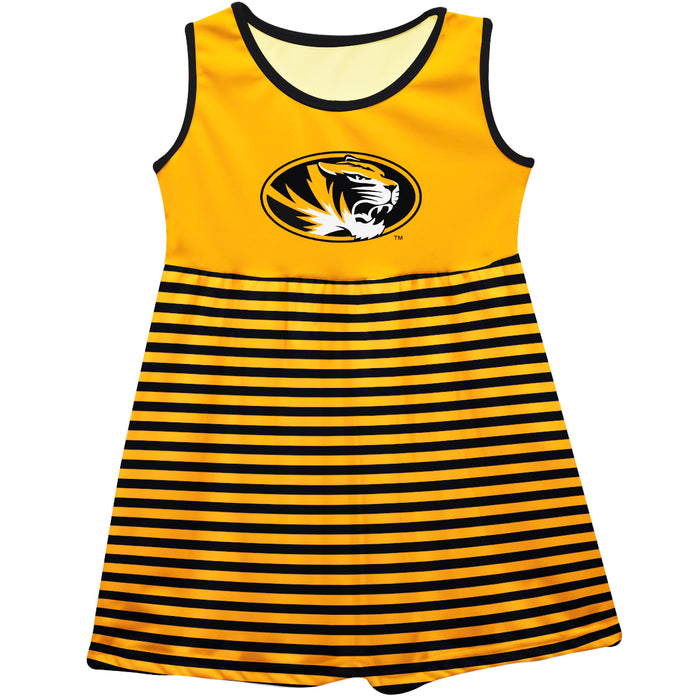 Missouri Tigers MU Vive La Fete Girls Game Day Sleeveless Tank Dress Solid Gold Logo Stripes on Skirt