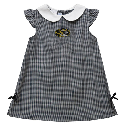 Missouri Tigers MU Embroidered Black Gingham A Line Dress