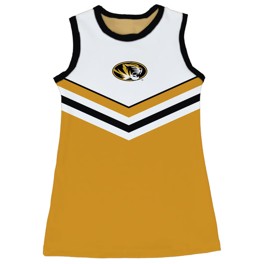 Missouri Tigers MU Sleeveless Cheerleader A Line Dress White and Gold