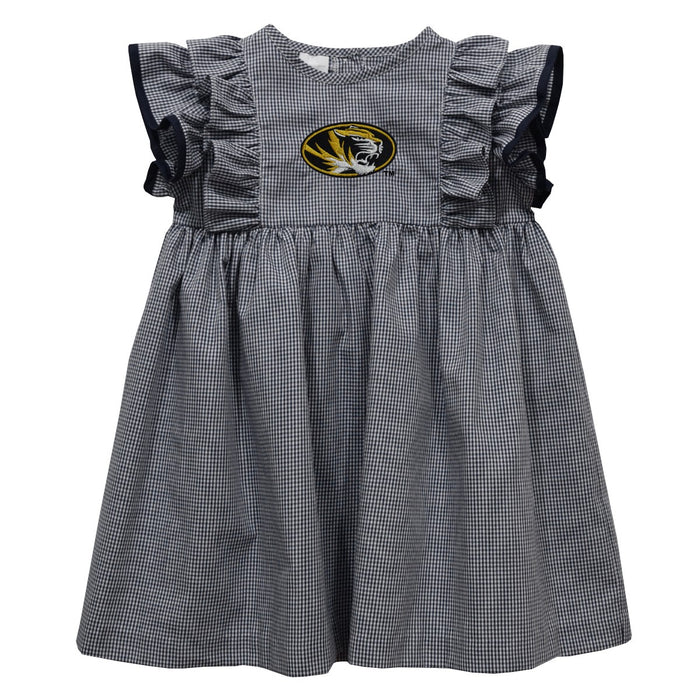 Missouri Tigers MU Embroidered Black Gingham Ruffle Dress