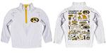 Missouri Tigers MU Hand Sketched Vive La Fete Impressions Artwork  White Boys Quarter Zip Pullover V1 - Vive La Fête - Online Apparel Store