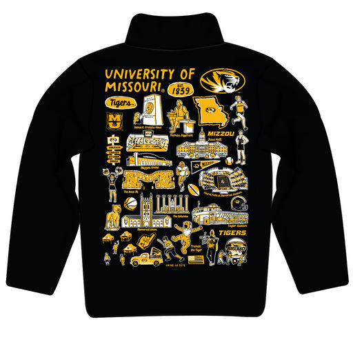 Missouri Tigers MU Hand Sketched Vive La Fete Impressions Artwork  Black Boys Quarter Zip Pullover V1 - Vive La Fête - Online Apparel Store