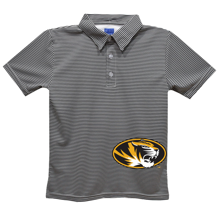 Missouri Tigers MU Stripes Short Sleeve Polo Box Shirt Black