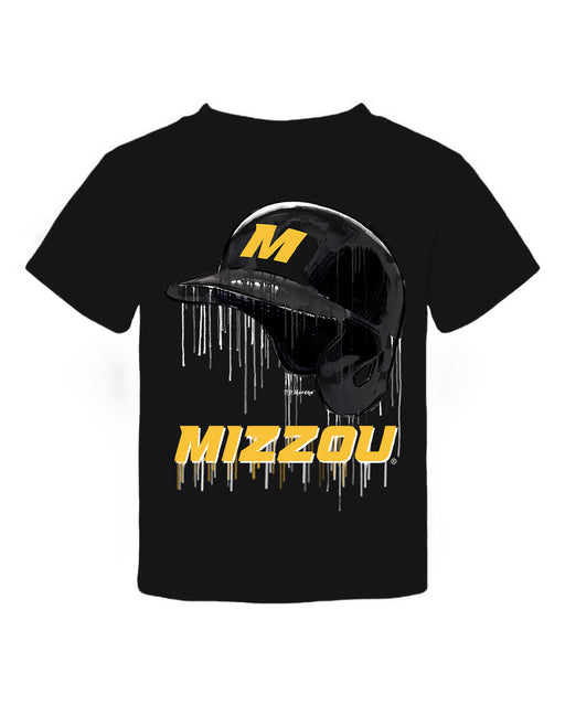 Missouri Tigers MU Original Dripping Baseball Helmet Black T-Shirt Cotton by Vive La Fete