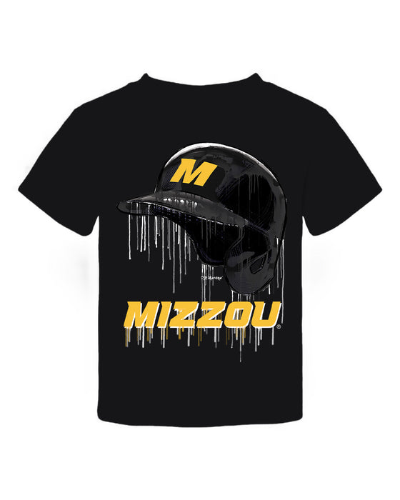 Missouri Tigers MU Original Dripping Baseball Helmet Black T-Shirt Cotton by Vive La Fete