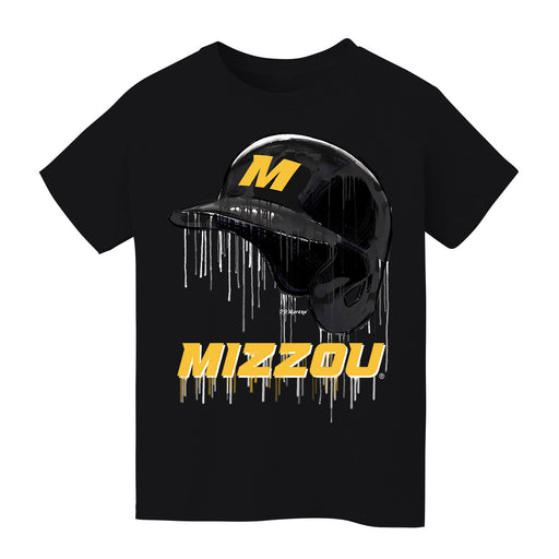 Missouri Tigers MU Original Dripping Baseball Helmet Black T-Shirt Cotton by Vive La Fete