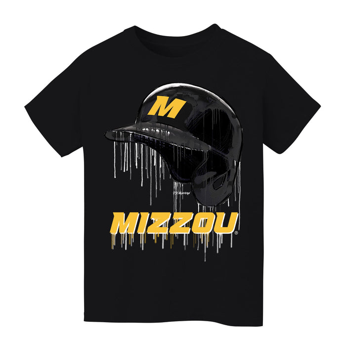 Missouri Tigers MU Original Dripping Baseball Helmet Black T-Shirt Cotton by Vive La Fete