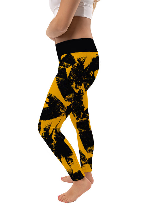 Missouri Tigers MU Vive La Fete Paint Brush Logo on Waist Women Gold Yoga Leggings - Vive La Fête - Online Apparel Store