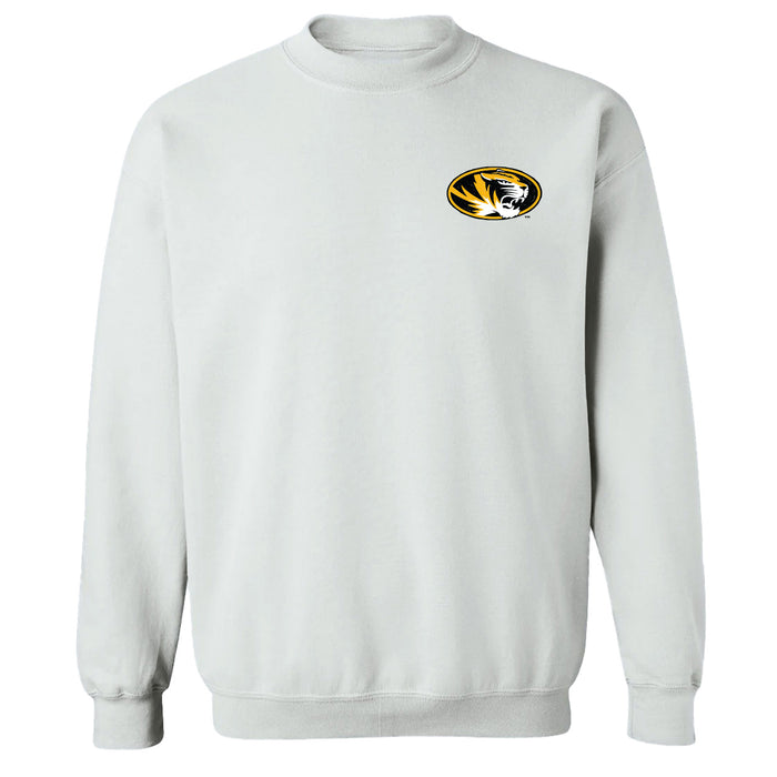 Missouri Tigers MU Hand Sketched Vive La Fete Impressions Artwork White Crew Neck Sweatshirt for Women