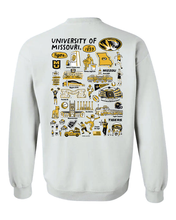 Missouri Tigers MU Hand Sketched Artwork Black Crewneck Sweatshirt for Women - Vive La Fête - Online Apparel Store
