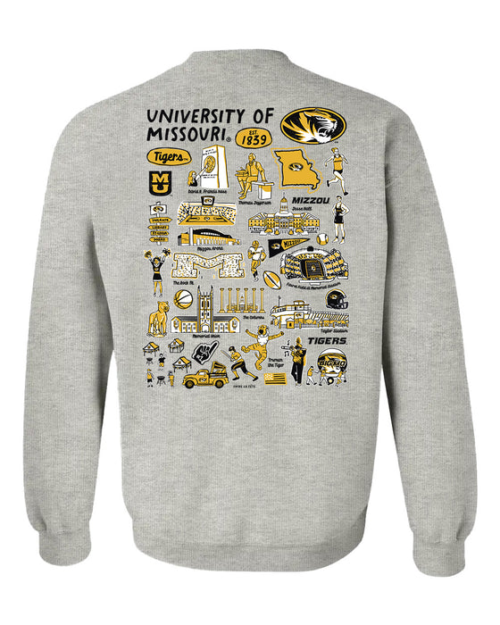 Missouri Tigers MU Hand Sketched Artwork Black Crewneck Sweatshirt for Women - Vive La Fête - Online Apparel Store
