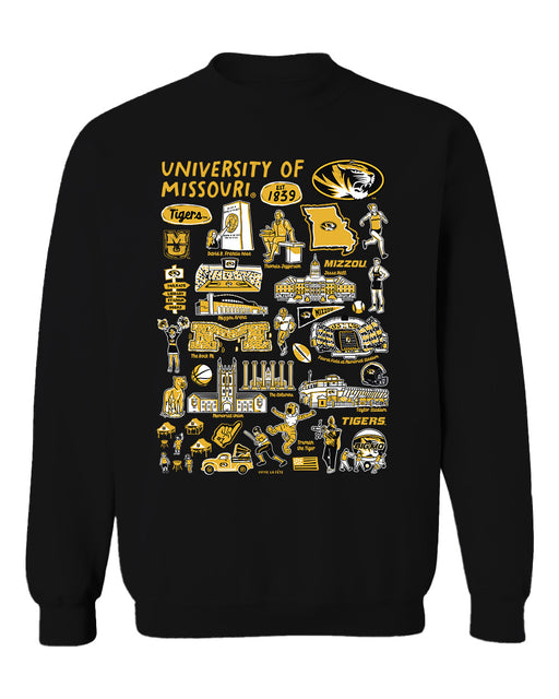 Missouri Tigers MU Vive La Fete Impressions Black Cotton Crewneck Sweatshirt for Women