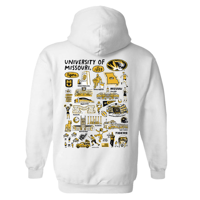 Missouri Tigers MU Hand Sketched Artwork Cotton Fleece Women Hoodie - Vive La Fête - Online Apparel Store