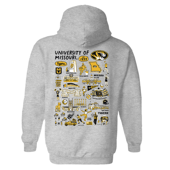 Missouri Tigers MU Hand Sketched Artwork Cotton Fleece Women Hoodie - Vive La Fête - Online Apparel Store