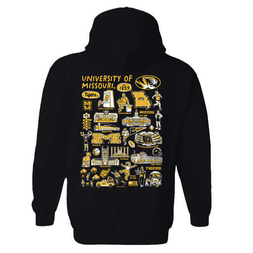 Missouri Tigers MU Hand Sketched Artwork Cotton Fleece Women Hoodie - Vive La Fête - Online Apparel Store
