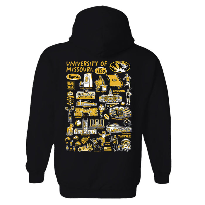 Missouri Tigers MU Hand Sketched Artwork Cotton Fleece Women Hoodie - Vive La Fête - Online Apparel Store