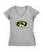 Missouri Tigers MU Women's V-neck Fitted Cotton T-Shirt Grey