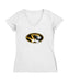 Missouri Tigers MU Women's V-neck Fitted Cotton T-Shirt White