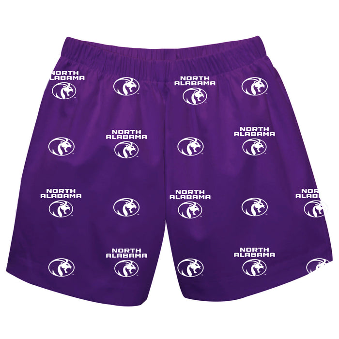 North Alabama Lions Vive La Fete Boys Game Day All Over Logo Elastic Waist Classic Play Purple Pull On Short