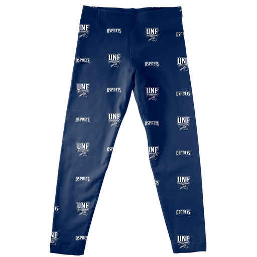 North Florida Ospreys Vive La Fete Girls Game Day All Over Two Logos Elastic Waist Classic Play Blue Leggings Tights