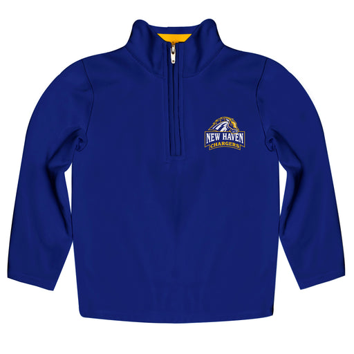 University of New Haven Chargers Vive La Fete Game Day Solid Blue Quarter Zip Pullover Sleeves