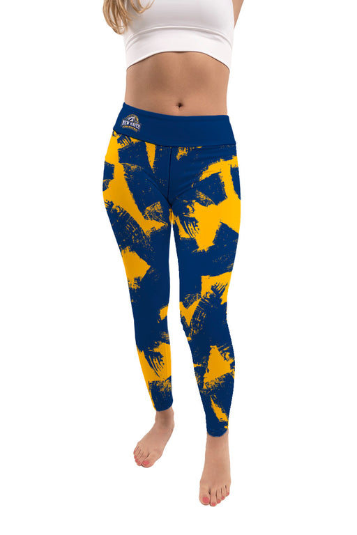 University of New Haven Chargers Vive La Fete Paint Brush Logo on Waist Women Blue Yoga Leggings
