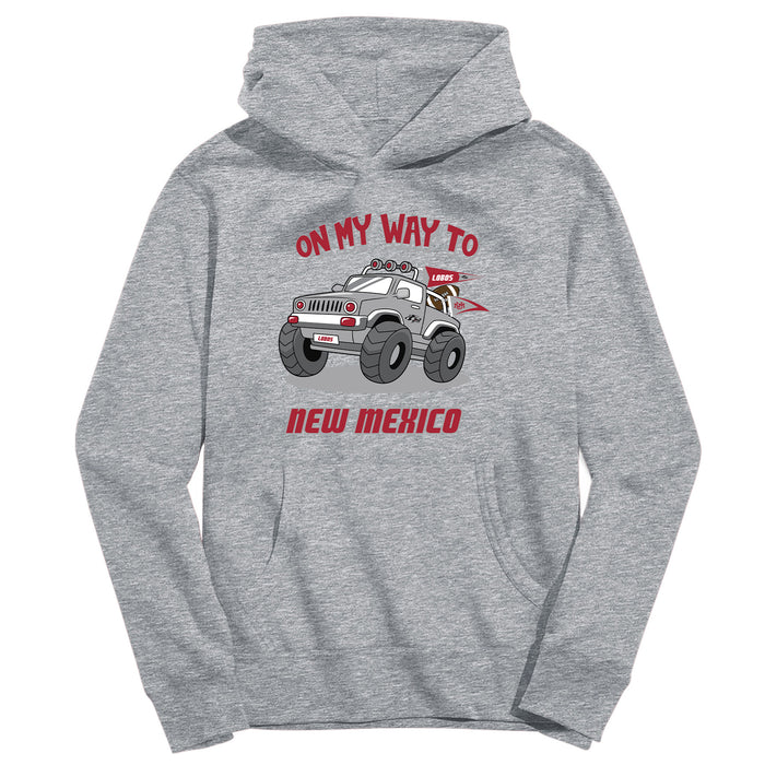 New Mexico Lobos UNM On My Way Monster Truck Heather Grey Cotton Youth Hoodie