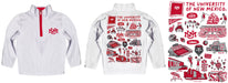 New Mexico Lobos UNM Hand Sketched Vive La Fete Impressions Artwork White Boys Quarter Zip Pullover V1 - Vive La Fête - Online Apparel Store