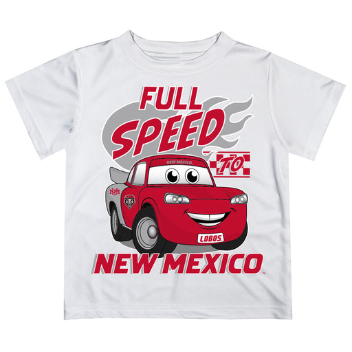 New Mexico Lobos UNM Vive La Fete Toy Racing Car Boys Game Day White Short Sleeve Tee