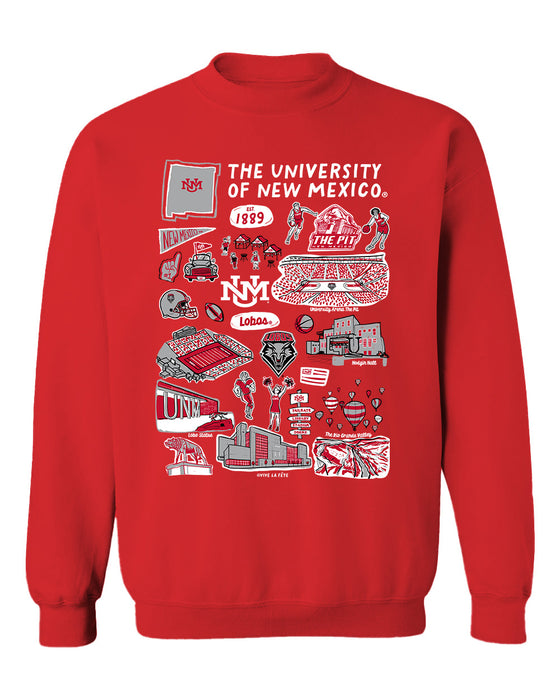 New Mexico Lobos UNM Vive La Fete Impressions Red Cotton Crewneck Sweatshirt for Women